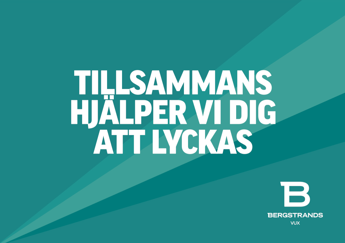 En grön bakgrund med texten "Tillsammans hjälper vi dig att lyckas"